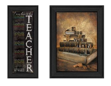 "School Collection" 2-Piece Vignette By R. Vieira and P. Britton, Printed Wall Art, Ready To Hang Framed Poster, Black Frame